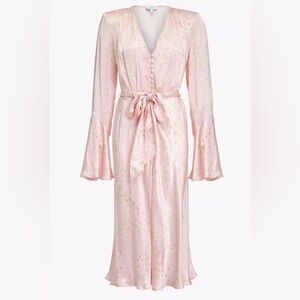 Ghost London Annabelle Midi Dress Daisy Print Pink Size M